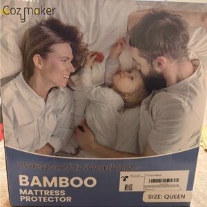 Bamboo Mattress Protector - Queen, White